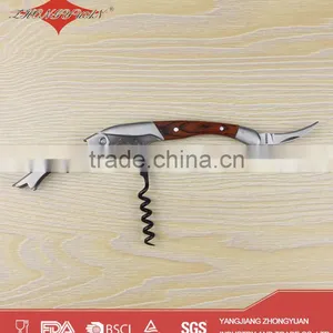 Wood Handle Bottle Cork Opener Wine Corkscrew With Knife thumbnail-2