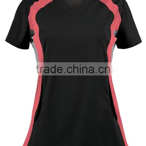 White Cross Scrubs Color Contrast Mixer Side V Neck Stretch Women Doctor Hospital Sport Tops Supplier China thumbnail-2