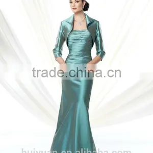2 Pieces Formal Long Sleeve Satin Mother Prom Dress thumbnail-2