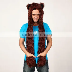 New Animal Hat With Long Scarf Mittens Brown Bear thumbnail-1