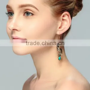 Zm53244a Vintage and Classical Green Color Diamond Drop Style Silver Earrings thumbnail-5