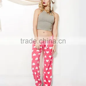 Pink Heart Plush Pants Cute Cotton Women Sleepwear thumbnail-1