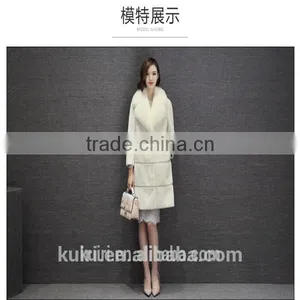 Women's Long Design Suit Collar Turn-down Collar Trench Cashmere Overcoat Fur One Piece Sheep Shearing Wool Outerwear thumbnail-1