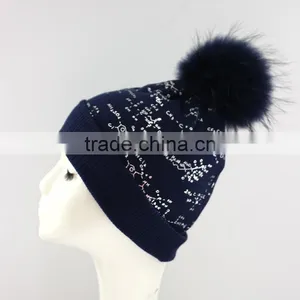 Myfur 2017 Wool Adults Style Letter Printing Pompom Hat With Real Fur Pom Pom thumbnail-4
