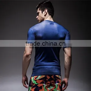 Mens Heat Transfer Printing Quick-dry Gym Shirt Men Fitness Wear thumbnail-4