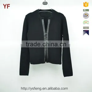 Fashion Knit Leather Sweater For Women thumbnail-1