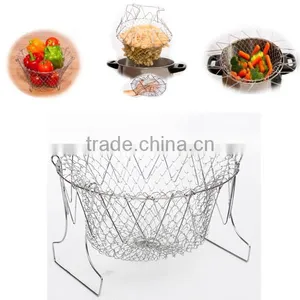 2016 New Arrival Hot Sale Foldable Steam Rinse Strain Fry Chef Basket Strainer Net Kitchen Cooking Too thumbnail-4