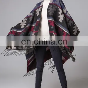 Cashmere Scarf Lengthened And Thickened Folk Style Travel Down Cape Cloak thumbnail-2
