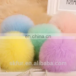Handmade Colorful Fake Fur Pom Poms Keychain thumbnail-6
