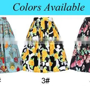 Grace Karin Women's Vintage Retro A-Line Pleated Cotton Print Skirt 5 Patterns CL010401-2 thumbnail-6