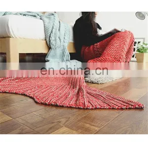 Super Soft Wool Knitted Mermaid Tail Blanket Adult Handmade Crochet Mermaid Blanket Sofa Warm Wrap Sleeping Bag Mermaid Blanket thumbnail-3