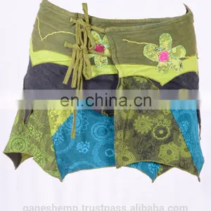 Bohemian Multi Colored Side Lace Mini Gypsy Skirt HHCS 134 A thumbnail-1