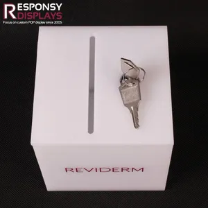 Countertop Sales Promotion White Acrylic Money Saving Display Box For With Locks thumbnail-4
