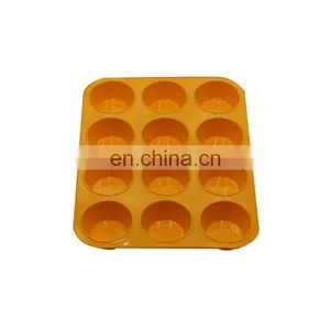 Silicone Cake 12-hole Round Muffin Plate DIY Egg Tart Six-hole Cake Flat Bottom Baking Plate Mould thumbnail-5