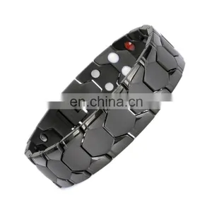Double Row 4 Element Pain Relief Mens Bio Health Stainless Steel Magnetic Bracelet thumbnail-3
