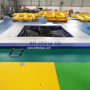 5x5 Meter Inflatable Floating Ocean Sea Swimming Pool / Protective Anti Jellyfish Pool With Netting Enclosure For Yacht thumbnail-1