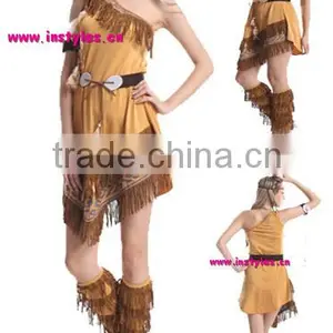 LADIES INDIAN ADULT FANCY DRESS COSTUME POCAHONTAS NATIVE AMERICAN thumbnail-1