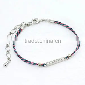 Handmade Purple Wax Cord Woven Bracelet With Diamond Key Charm Bracelet for Girls thumbnail-5