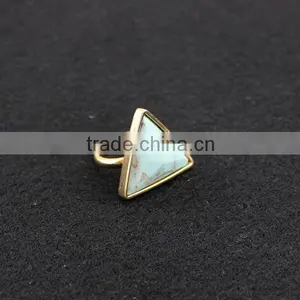 Fashion Triangle Turquoise Gemstone Inlay Gold Ring for Girls thumbnail-1