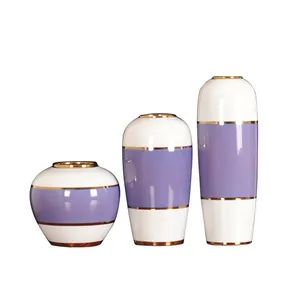 New Chinese Modern Simple Fashion Creative Green Purple Blue Ceramic Vase For Hotel Decor thumbnail-4