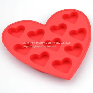 3D DIY Kitchen Accessories Fondant Candy Cake Chocolate Silicone Baking Mold 10 Cavity Love Heart Shaped Breakable Silicone Mold thumbnail-1