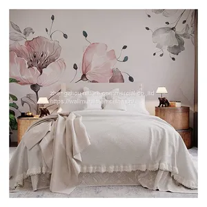 Hot Selling Pink Color Big Flower 3d Decorative Wall Mural For Bedroom Decorative Dropshipping thumbnail-4