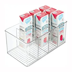 Clear Plastic Food Storage Bin Organizer With 4 Compartments for Kitchen Cabinet, Pantry, Shelf, Drawer, Fridge, Freezer Organization thumbnail-2