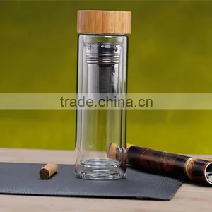 High Borosilicate Glass Water Bottle With Bamboo Lid thumbnail-3