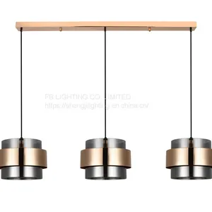 Modern Glass Hanging Lamp Restaurant Coffee Bar Suspension Lighting Fixture SATIN NICKEL Iron SMOKING Glass Shade Creative Pendant Light Chandelier thumbnail-4