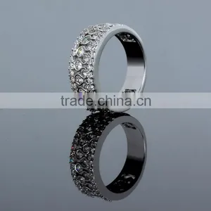 Grand Luxury Clear Zircon Crystals Gold Platinum Jewlery Ring Wedding Band thumbnail-3