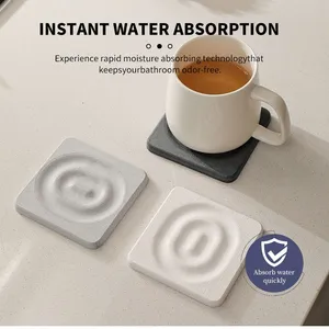 Sheenyoo Absorbent Diatomite Wave Engraving Ripple Stone Cup Coaster thumbnail-1