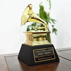 In-Stock Wholesale: High-End, High-Quality Metal Grammy Award Trophy Replica Replicas—Customizable With Engraved Logos and Text thumbnail-1