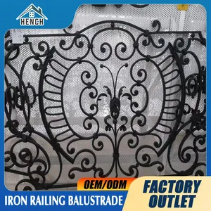 Custom Luxury Wrought Iron Railing Balcony Balustrades Stair Fence Design thumbnail-1