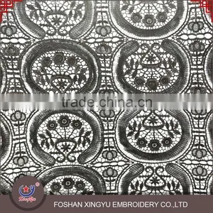 Factory Direct Supply Hot Selling Semi-circle Flowers Embroidery Patterns Guipure Embroidery Lace Fancy Net Fabric thumbnail-2