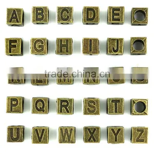 Diy Bracelet Alloy Jewelry Accessories The Ancient Bronze Square 7 X7mm 26 English Letters Beads thumbnail-1