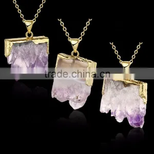 Purple Stone Chunky Necklace, Beautiful Necklace With Single Big Stone Pendant Quality Choice thumbnail-2