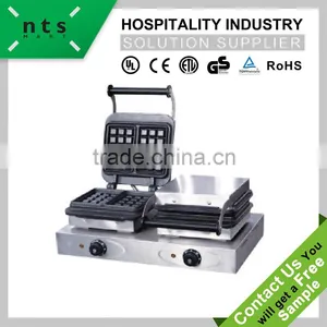 Fast Food Restaurant Enamel Coating 2 Plate Electric Stainless Steel Waffle Baker thumbnail-1