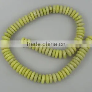 Natural Lemon Stone Rondelle Beads thumbnail-1