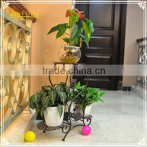 3 Layers Wrought Iron Planters Round Foldable Plant Stand thumbnail-3