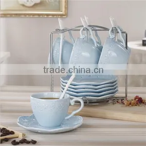 Bone Porcelain Glaze Ceramic Coffee Cups And Saucers Ceramic Tableware LS-2 thumbnail-1