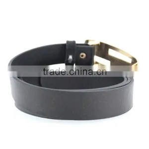 2015 Designer Black PU Ladies Leather Belt With Gold Buckles for Jeans in Yiwu thumbnail-4