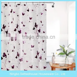 High Quality and Cheap PEVA Stripe Colorful Butterfly Shower Curtains thumbnail-1