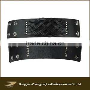 Wholesale Custom Quality Pure Leather Black Braided Bracelets for Men thumbnail-4