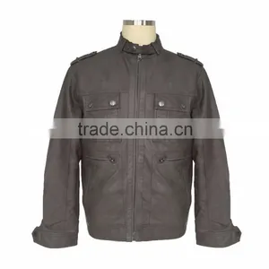 2016 New European Style Clothing Cheap Men PU Leather Jacket thumbnail-1