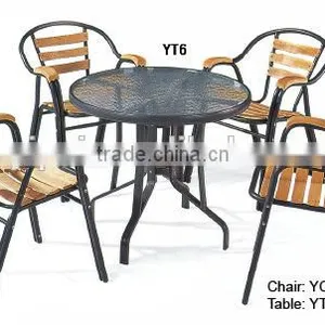 Restaurant Furniture Cafeteria Relaxing Modern Wooden Mental Dining Set YC009 YT6 thumbnail-1