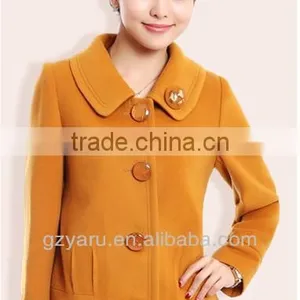 Women Fashion Yellow Xxxl Size Wool Jackets Fat thumbnail-1