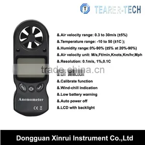 Portable Handheld Wind Speed Digital Anemometer With Temperature and Humidity thumbnail-1