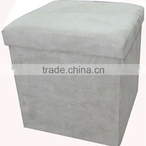 Stronger!! Ivory Suede Foldablestorage Ottoman thumbnail-1