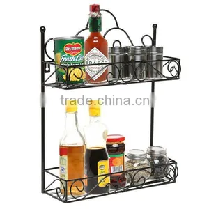 Scroll Design 2 Tiers Metal Wall Mounted Storage Shelf thumbnail-2
