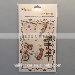Custom Flash Body Water Transfer Rhinestone Gold Tattoo Clothes Crystal Metallic Cartoon Tattoo Stickers thumbnail-4